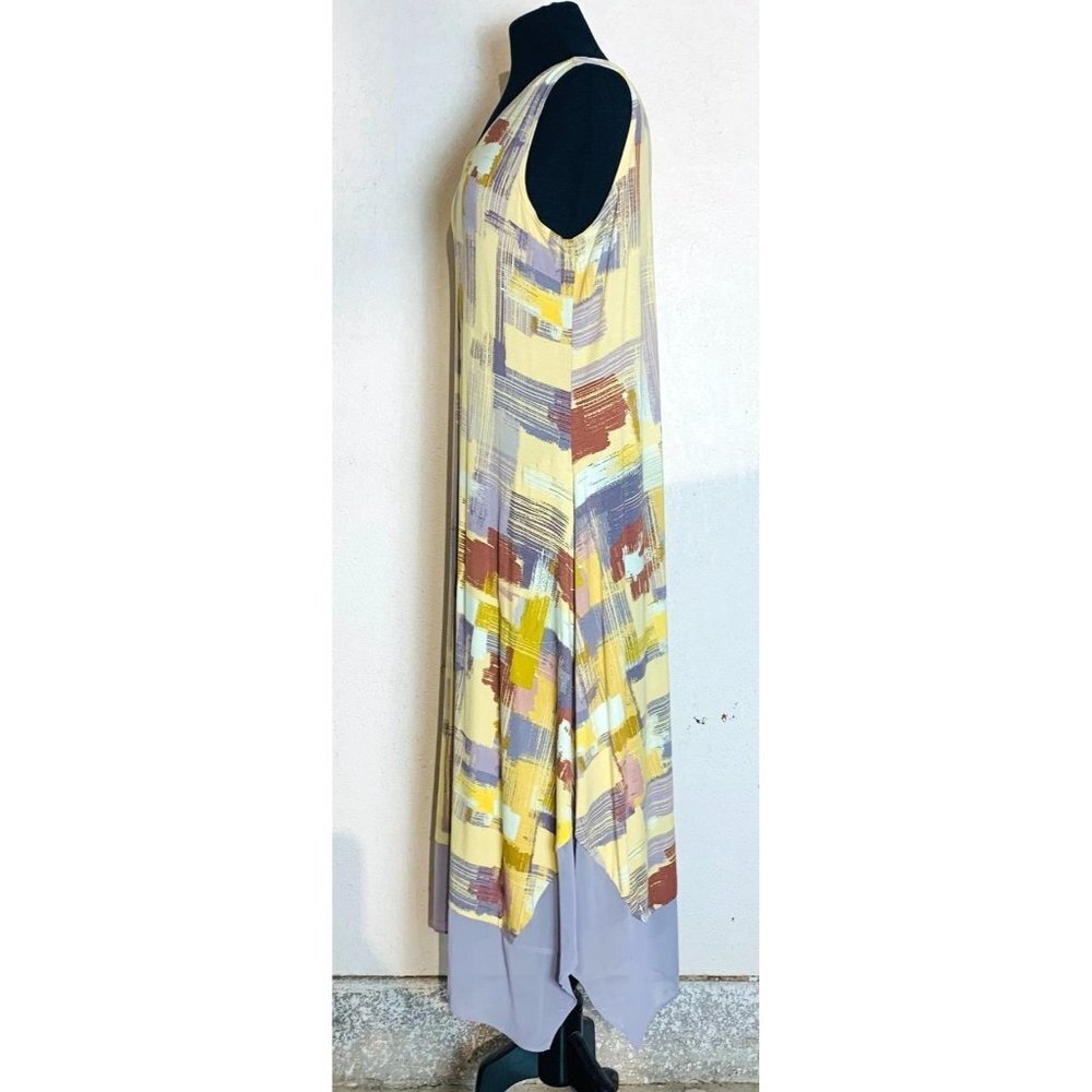 LOGO Laurie Goldstein Maxi Asymmetric Dress With Pockets Yellow & Purple M - Picture 2 of 13